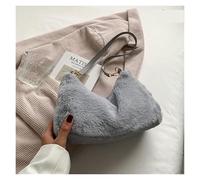 ZMCGNO Bolsos de hombro moda for mujer, bolsos for las axilas, felpa suave, mano peludos y esponjosos, tipo mensajero(Grey)