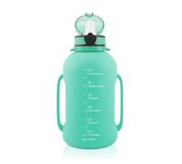 ZMCGNO Botella de agua for deportes al aire libre con tapa y pajita plegable silicona 2 l for el hogar Taza viaje creativa portátil for fitness(Green)