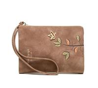 ZMCGNO Cartera pequeña de Moda con Flores Frescas for Mujer, Cuero Suave, Monedero Corto for, muñequera(Brown)