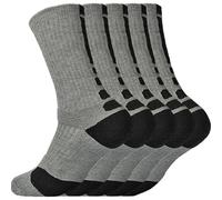 ZMCGNO Conjunto de calcetines deportivos for hombre, 5 pares, con amortiguación, Terry, baloncesto, ciclismo, correr, senderismo, tenis, esquí, algodón, EU 39-45(2004 5 gray)