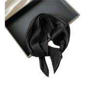 ZMCGNO Pañuelo de seda plisado de 70 cm, cuadrado pequeño, liso, for mujer, ligero y de temporada.(Black)