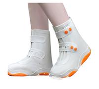 ZMCGNO Rainshoes Women's Waterproof Shoe Cover Silicone Rainshoe Outwear Anti Slip Thickened On Rainy Days(Orange,L)