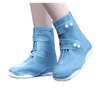 ZMCGNO Rainshoes Women's Waterproof Shoe Cover Silicone Rainshoe Outwear Anti Slip Thickened On Rainy Days(Blue,XL)