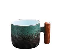 ZMCGNO Taza de café creativa hecha a mano exquisita taza vintage con mango madera tazas vasos cocina comedor bar hogar(Green)