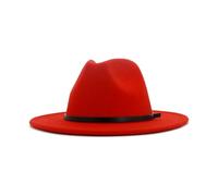 ZMCGNO Wollen Fieltro Fedora Sombrero Otoño Invierno Jazz Panamá Hombres Mujeres Británico Clásico Cumpleaños Festival(Orange Red)