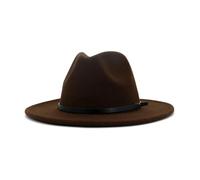ZMCGNO Wollen Fieltro Fedora Sombrero Otoño Invierno Jazz Panamá Hombres Mujeres Británico Clásico Cumpleaños Festival(Coffee)