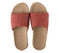 ZMCGNO Zapatos de lino for mujer, zapatos for suelo interior ocio a juego colores, Zapatillas casa verano, zapatillas planas con punta abierta for(Red,44-45)