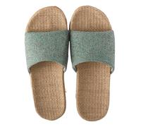 ZMCGNO Zapatos de lino for mujer, zapatos for suelo interior ocio a juego colores, Zapatillas casa verano, zapatillas planas con punta abierta for(Green,42-43)