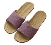 ZMCGNO Zapatos de lino for mujer, zapatos for suelo interior ocio a juego colores, Zapatillas casa verano, zapatillas planas con punta abierta for(Purple,44-45)