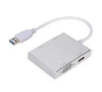 ZMCPODALK Adaptador USB 3.0 a HDMI VGA, Convertidor de Video Multifuncional en Aleación de Aluminio, Salida Dual 1080P HD con Puerto LAN DVI para Laptop PC Monitor, Plug and Play