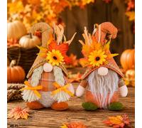 ZMCVOE Decoración de Gnomos de Otoño, Set de 2 Gnomo de otoño de Peluche，A | Figuras de Gnomos de Otoño de peluche, Gnomos de Peluche de Otoño, Decoraciones para Acción de Gracias, Año Nuevo y Navidad