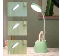 ZMCVOE Lámpara Escritorio Infantil, Intensidad Variable Flexo Infantil con Portalápices y Soporte para Teléfono, Recargable Flexo Escritorio Niña con Brazo de Lámpara Flexible (Verde)