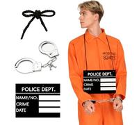 ZMCVOE Mono Naranja Disfraz preso Unisex, Disfraz Prisionero Hombre, Prisoner Costume con Esposas, Prisionero Adultos Hombres Orange Prisionero disfraz de prisionero Carnaval Fiesta Halloween Cosplay