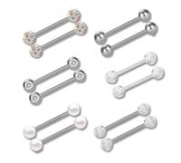 ZmdecQna 12 barras de lengua de titanio, hipoalergénicas, para pezón, piercing para lengua, labio, pezón, labio brillante en la oscuridad con acabado acrílico
