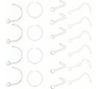 ZmdecQna 20 piercings transparentes para nariz, retenedores acrílicos para nariz, oreja, tabique, ombligo, joyería transparente hipoalergénica para recuperación de cirugía en el trabajo, la escuela