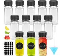ZMDMAH 12 Piezas Botellitas Pequeñas para Rellenar, botellas de plástico Reutilizables Mini Botellas Botella de Zumo, Botellas de Jugo de Plástico para Frigorífico Almacenar Zumo Bebidas Agua