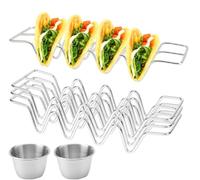 ZMDMAH 3 soportes para tacos mexicanos con 2 vasos de salsa de 70 ml, soporte para tacos, soporte para tacos, soporte para tacos, soporte para perros calientes, soporte para comida en forma de onda