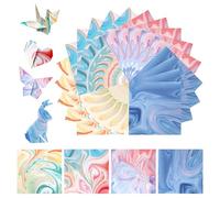 ZMDMAH 400 Hojas de Papel Origami, 9.5 x 9.5 cm Papel de Origami de Colores Doble Cara Papeles, Papiroflexia con 4 Diferentes Diseños únicos para Proyectos de Arte y Manualidades Infantiles