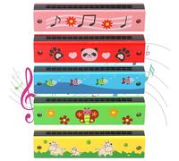 ZMDMAH 5 armonica Infantil, Harmonica, armónicas para niños, armónica de 16 Agujeros, armónica de Madera, armónica para Adultos, Bonito patrón, Adecuado para Principiantes, Adultos y niños