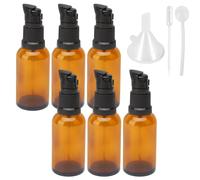 ZMDMAH 6 pcs 30ml botellas de vidrio marrón vacías botellas de bomba de vidrio ámbar vacías rellenables botellas de loción de vidrio ámbar dispensador de loción