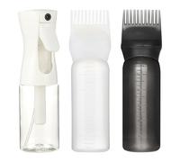 ZMDMAH Botella Aplicadora de Peine, 2 Raíz Botella Aplicadora Aceite y 1 Botellas de Spray Continuo Ultra Fino, Botellas Aplicadoras de Peine, Tinte Cepillo Aplicador para TeñIr y Peinar El Cabello