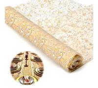 ZMDMAH Camino de Mesa Dorado, 70 x 300 cm Camino de Mesa de lámina Dorada, Camino de Mesa de Poliéster Decoración de Mesa Mantel con Purpurina de Gasa Transparente Brillante para Fiestas Bodas