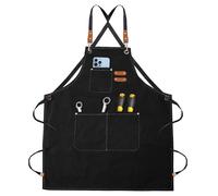 ZMDMAH Delantal de Barbacoa 68x76cm con Correa Cruzada Ajustable Delantales de Cocina con 3 Bolsillos Delantale para Mujeres Hombres Masterchef para Jardinería Restaurante Barbacoa Hornear