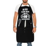 ZMDMAH Delantal Hombre 40 Cumpleaños - Regalo Divertido con 3 Bolsillos, Delantal Impermeable y Ajustable para Cocinar y Barbacoa