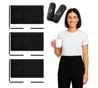 ZMDMAH Delantal Mandil de Cintura Camarero Corto Unisex Antimanchas Impermeable Mujer Hombre Negro 61 x 30cm con 3 Bolsillos para Cocinar Restaurante Jardín Bar Chef (3 Pcs)