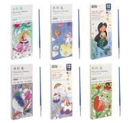 ZMDMAH Libro para colorear de acuarela de 6 piezas para niños, acuarelas niños de 72 páginas, libro para colorear de acuarela con cepillo para tanque de agua, pintar con agua