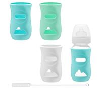 ZMDMAH Pack de 3 fundas de silicona para biberones, portabiberones irrompibles, 240 ml, cubierta anticaída para biberones apta para botellas Philips Avent, sin BPA (blanco/azul/verde)