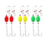 ZMdooreasy 6 aparejos de pesca de surf con flotadores, aparejo de búsqueda de peces ajustable para agua salada, lago, río, configuración de líder de nailon fuerte para lubina platija, ganchos 5/0# y 8