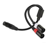 ZMdooreasy Cable divisor de audio XLR hembra a doble macho de 3 pines, blindado premium con cobre libre de oxígeno de 24 AWG para mezclador, guitarra, cámara y altavoz, color negro