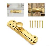 ZMdooreasy Cerradura de latón macizo para puerta corredera, pestillo de seguridad resistente de 5 pulgadas para puertas interiores y exteriores, armarios, acabado dorado, accesorios de montaje