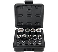 ZMdooreasy Juego de brocas hexagonales de acero al cromo vanadio con brocas tipo E y flores, métricas y para herramientas manuales automotrices IMPERIAL para reparación profesional, 13 o 14 piezas
