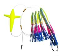 ZMdooreasy Juego de cebo de calamar con señuelo de arrastre de 5 pulgadas, calamares brillantes UV de 6 y 9 pulgadas, peso integrado, ganchos de alto carbono para pesca en agua salada (06#)