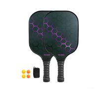 ZMdooreasy Juego de paletas de pickleball con degradado para núcleo de panal, cara de fibra de vidrio para absorción de impactos, kit de raqueta ligera con bolas y bolsa para jugar en interiores y