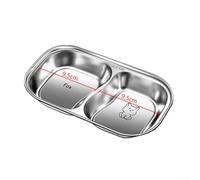 ZMdooreasy Plato de cena dividido de acero inoxidable 316L para niños, bandeja de compartimento profundo con diseño de zorro, plato antideslizante para alimentos juveniles para la escuela y el hogar