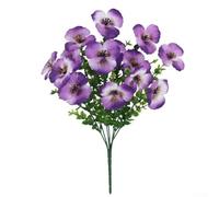 ZMdooreasy Ramo de flores artificiales de pensamiento tricolor violeta de 35 cm, arreglo de flores falsas de PVC para cestas colgantes, macetas, cama de jardín, decoración del hogar de boda de Pascua