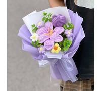 ZMdooreasy Ramo de flores de peonía de punto hecho a mano, decoración floral de hilo artístico para San Valentín, cumpleaños, boda, día del profesor, único para amigos, parejas, mentores (C)