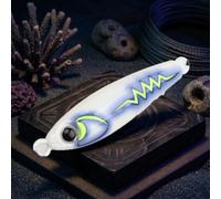 ZMdooreasy Señuelo de calamar UV Glow 80-100 g: cebo de metal de hundimiento lento para pesca en orilla y barco, diseño pesado de fundición larga con construcción resistente para caballa y ámbar (azul