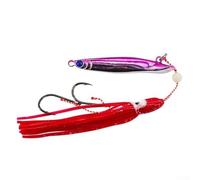 ZMdooreasy Señuelo de jigging de paso lento de 40 g con falda de calamar, cuerpo que brilla en la oscuridad, ganchos de asistencia BKK para aparejo de pulpo, para aparejos de pesca en barcos de mar