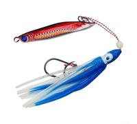 ZMdooreasy Señuelo de jigging de paso lento de 40 g con falda de calamar, cuerpo que brilla en la oscuridad, ganchos de asistencia BKK para aparejo de pulpo, para aparejos de pesca en barco de alta