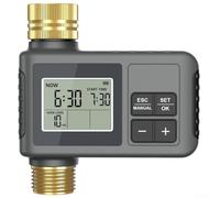 ZMdooreasy Temporizador de agua inteligente con salida de latón, controlador de riego automático para césped de jardín con retraso de lluvia y anulación manual, IP55 impermeable