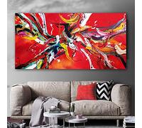 ZMFBHFBH Pop Art Red Abstract Canvas Print Pintura Arte de la pared Imágenes para la sala de estar Cuadros de arte moderno Decoración para el hogar enmarcada 60x120cm (24x47in) Con marco