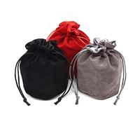 zmgmsmh Bolsa de dados con cordón, bolsa pequeña para guardar piezas de ajedrez de terciopelo, bolsa de dados de tela, bolsa para cosplay. Bolsa de joyería de terciopelo, rojo/gris/negro