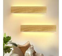 ZMH Aplique de pared LED, lámpara de pared para interiores, 32 cm x 2, 11 W, diseño de madera, lámpara de pasillo, escalera, 3000 K, blanco cálido, lámpara de noche, iluminación de pared