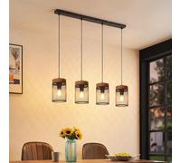 ZMH Lámpara colgante vintage de madera negra lámpara colgante para mesa de | comedor con 4 bombillas, lámpara de mesa de comedor de estilo retro, lámpara colgante E14 de metal - bombillas no incluidas