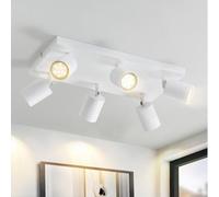 ZMH LED lámpara de techo blanco foco de techo: GU10 lámpara de techo spots 6 llamas 330 ° giratorio techo spots industrial pared spot moderno pasillo lámpara para salón dormitorio cocina sin bombillas