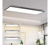 ZMH LED Panel de Luz de Techo Lámpara de Techo Plana Panel de Techo Rectangular Largo Regulable Negro 24W 100x25cm con Mando a Distancia para Oficina Cocina Pasillo Salón Dormitorio